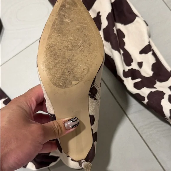 Steve Madden Cow-Print Over-the-Knee Stiletto Boots - Black & White - Picture 2 of 4